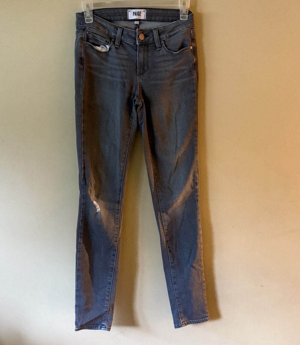 Grunge Glam Edgy Streetwear Model-Off-Duty PAIGE Ultra Skinny Jean 25 Distressed